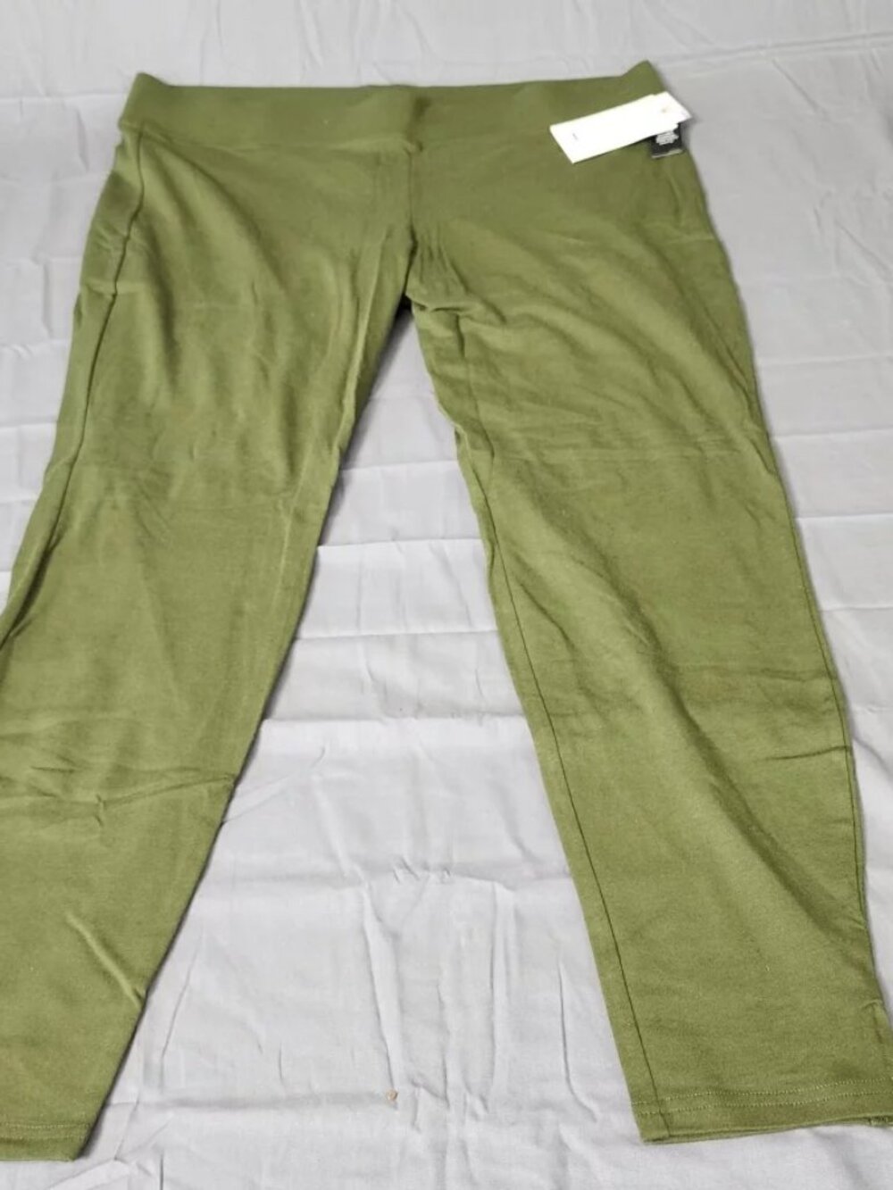 Utopia by HUE Women's Plus 2X Leggings Army Green Ankle Slit Stretch Knit